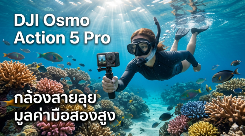 รวมกล้อง Action Camera 5 รุ่นยอดนิยม ปี 2026 ที่นำไปจำนำแล้วได้ราคาสูง 2 DJI Osmo Action 5 Pro ใช้งานถ่ายภาพใต้น้ำและกิจกรรมดำน้ำ กล้อง Action Camera รุ่นยอดนิยมที่มีคุณภาพวิดีโอสูงและยังคงมีมูลค่าตลาดมือสองที่ดีในปี 2026