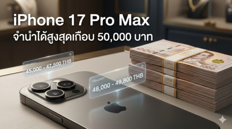 iPhone 17 Pro Max จำนำได้สูงสุดเกือบ 50,000 บาท Money2Plus.com รับจำนำไอโฟน17 รับซื้อ ให้ราคาสูงใกล้พระราม3